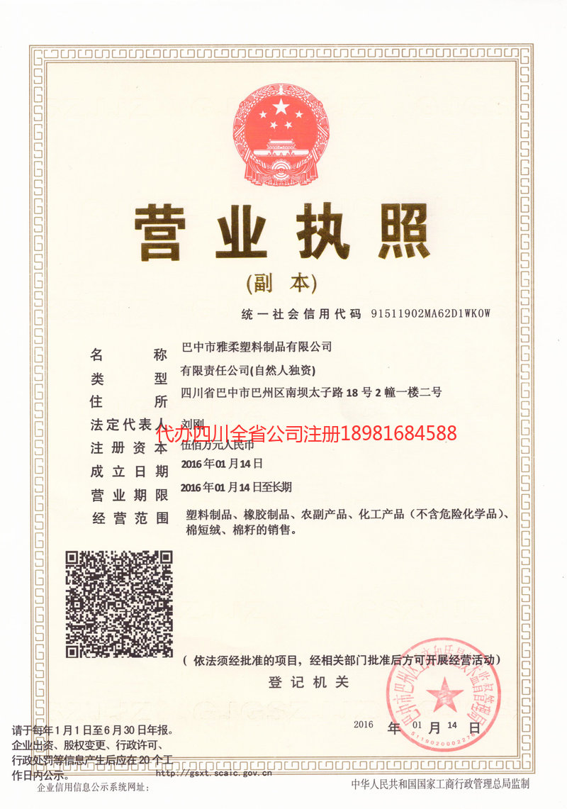 顺庆顺庆雅柔塑料制品有限公司